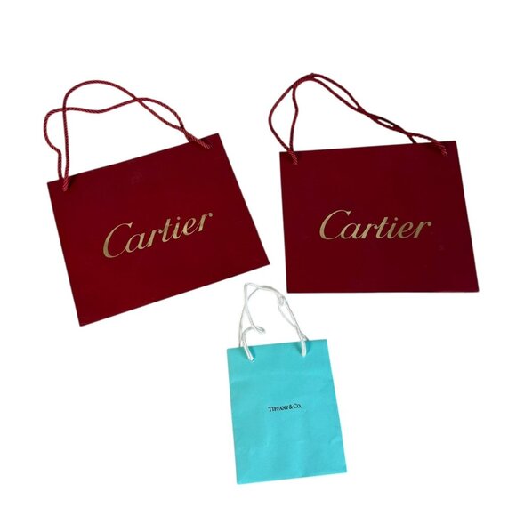 Lot of 3 Luxury Shopping Bags Cartier Red Gold & Tiffany & Co. Authentic - Picture 5 of 5